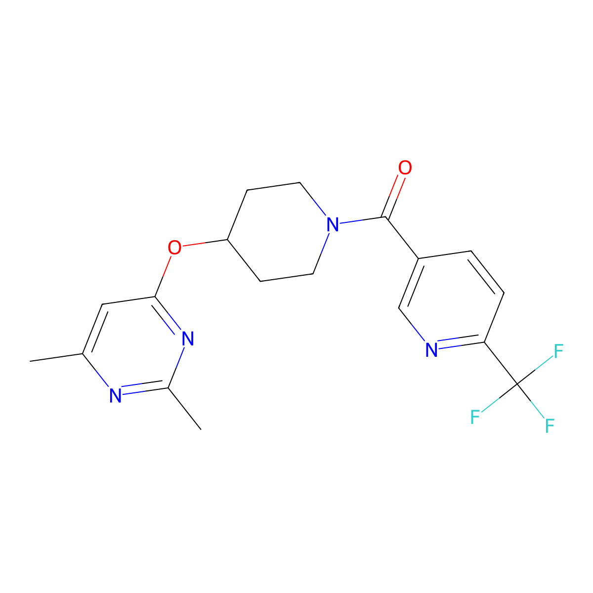(4-((2,6-Dimethylpyrimidin-4-yl)oxy)piperidin-1-yl)(6-(trifluoromethyl)pyridin-3-yl)methanone molecular structure, CAS 2034559-52-7
