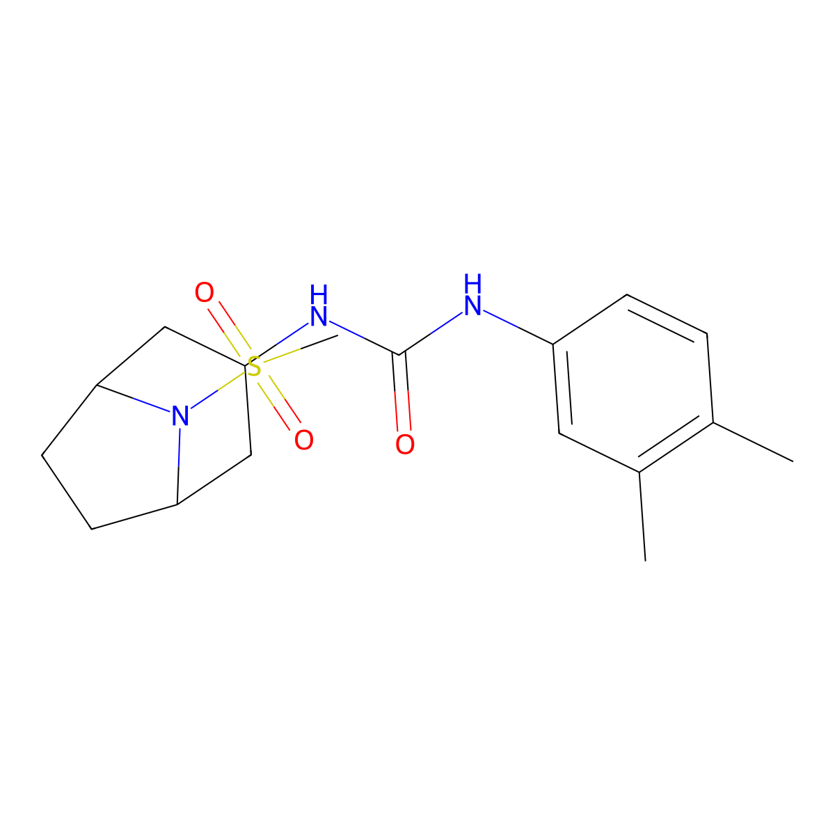 1-(3,4-Dimethylphenyl)-3-(8-(methylsulfonyl)-8-azabicyclo[3.2.1]octan-3-yl)urea molecular structure, CAS 2034559-57-2