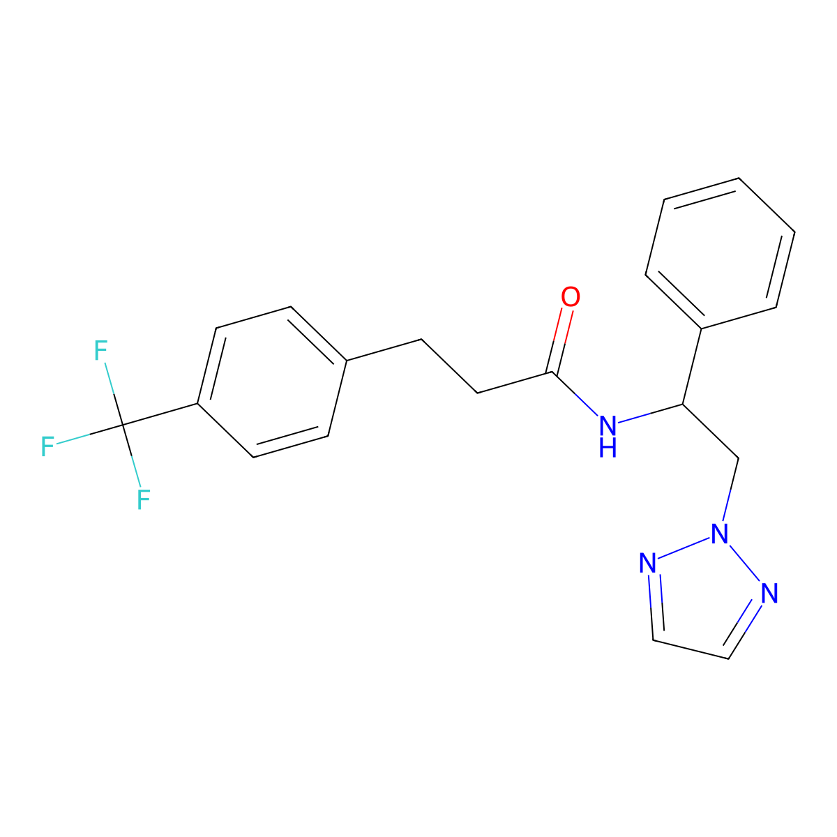 N-[1-phenyl-2-(2H-1,2,3-triazol-2-yl)ethyl]-3-[4-(trifluoromethyl)phenyl]propanamide molecular structure, CAS 2034559-67-4