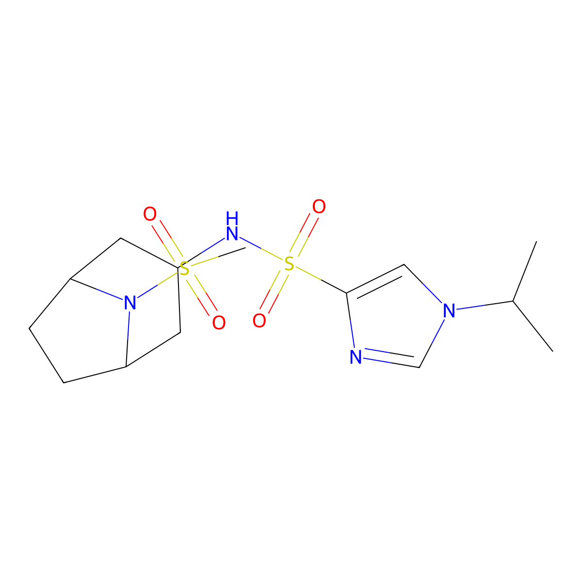 1-isopropyl-N-(8-(methylsulfonyl)-8-azabicyclo[3.2.1]octan-3-yl)-1H-imidazole-4-sulfonamide molecular structure, CAS 2034559-75-4
