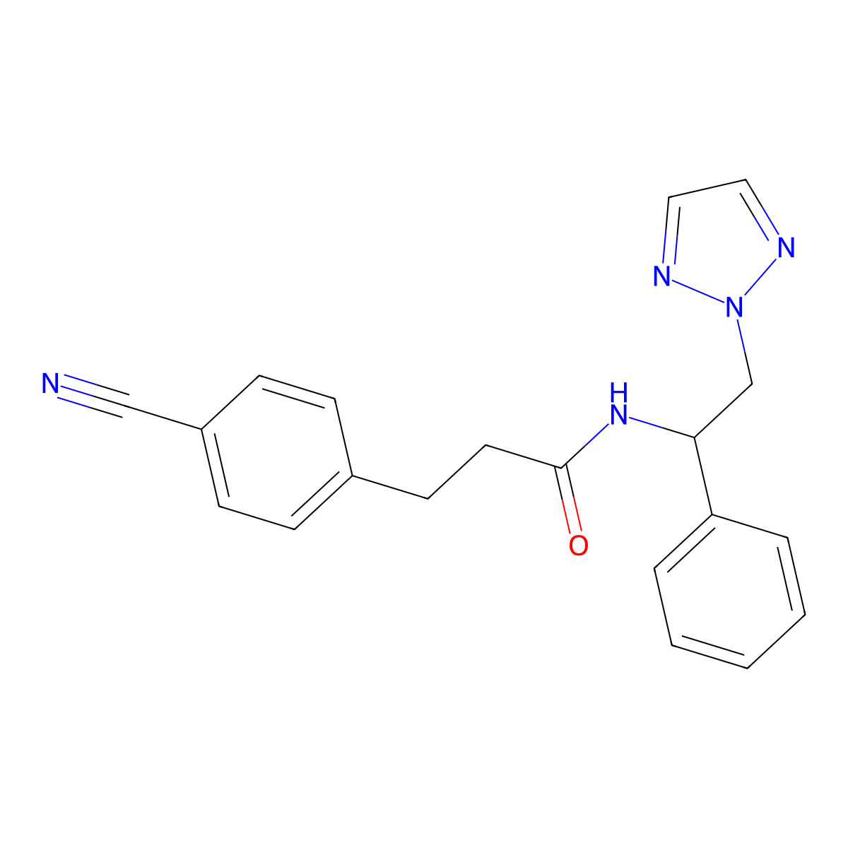 3-(4-cyanophenyl)-N-(1-phenyl-2-(2H-1,2,3-triazol-2-yl)ethyl)propanamide molecular structure, CAS 2034559-81-2
