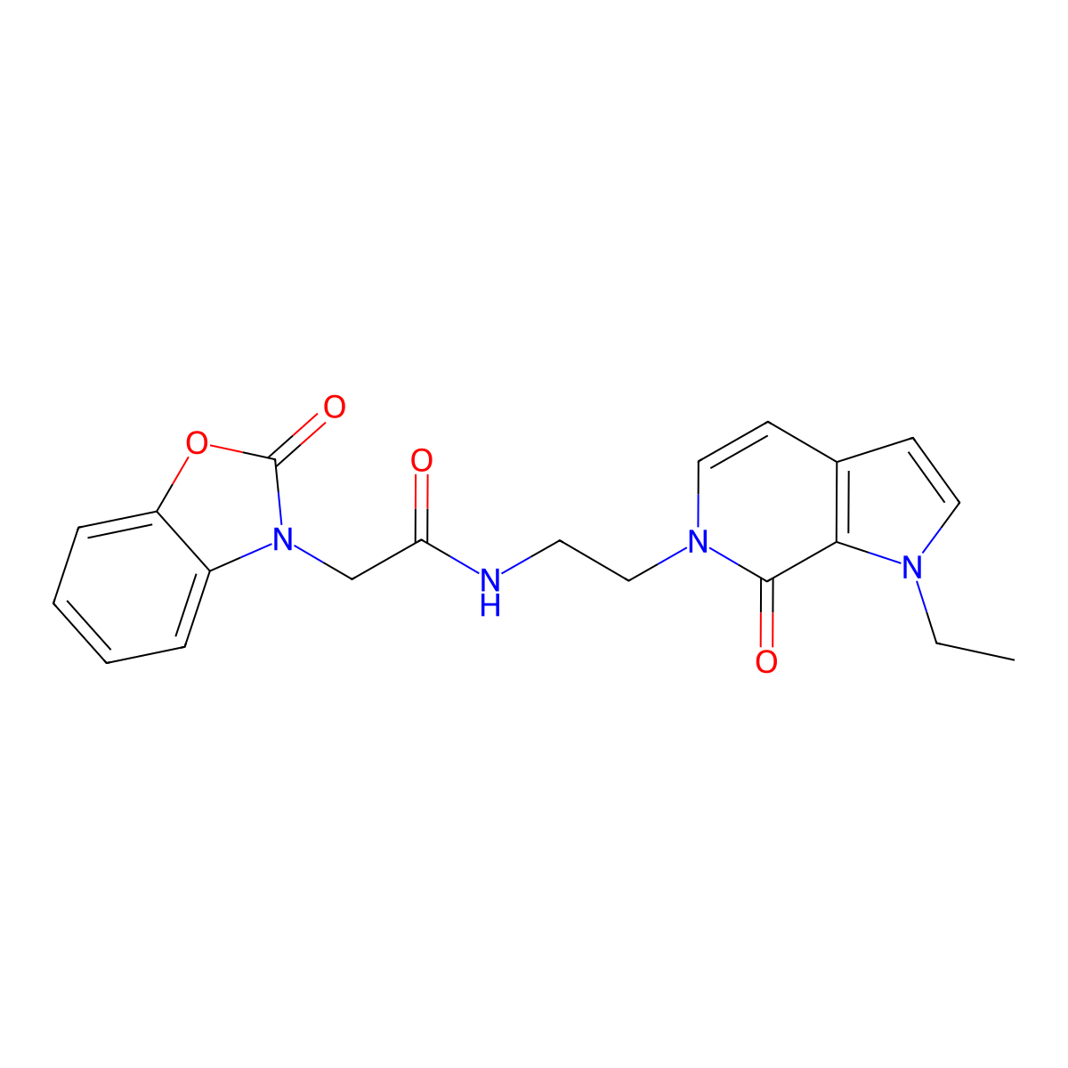 N-(2-(1-ethyl-7-oxo-1H-pyrrolo[2,3-c]pyridin-6(7H)-yl)ethyl)-2-(2-oxobenzo[d]oxazol-3(2H)-yl)acetamide molecular structure, CAS 2034559-84-5