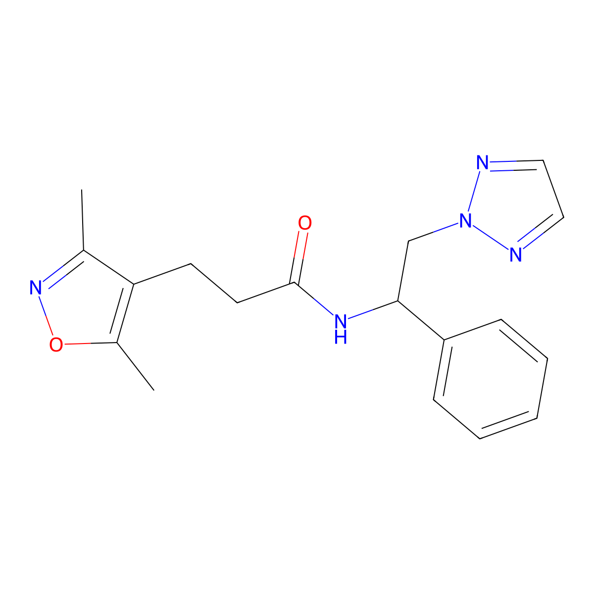 3-(3,5-dimethylisoxazol-4-yl)-N-(1-phenyl-2-(2H-1,2,3-triazol-2-yl)ethyl)propanamide molecular structure, CAS 2034559-90-3