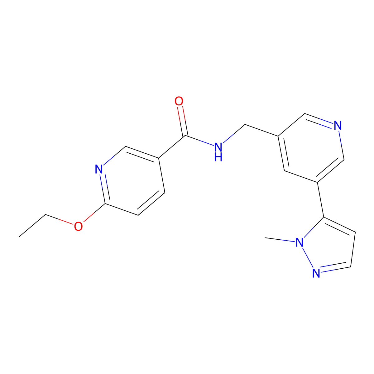 6-ethoxy-N-{[5-(1-methyl-1H-pyrazol-5-yl)pyridin-3-yl]methyl}pyridine-3-carboxamide molecular structure, CAS 2034559-96-9