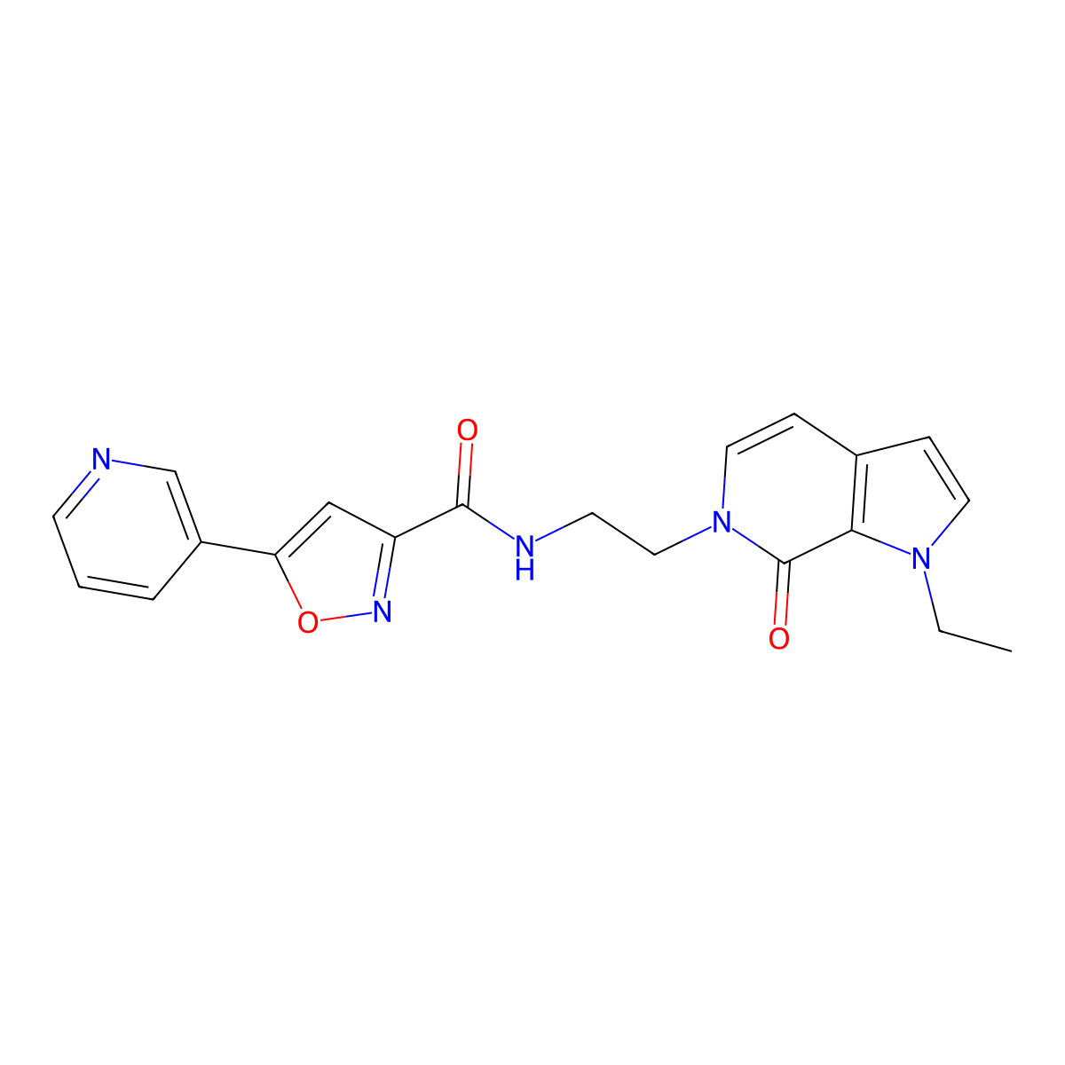 N-(2-(1-ethyl-7-oxo-1H-pyrrolo[2,3-c]pyridin-6(7H)-yl)ethyl)-5-(pyridin-3-yl)isoxazole-3-carboxamide molecular structure, CAS 2034559-97-0