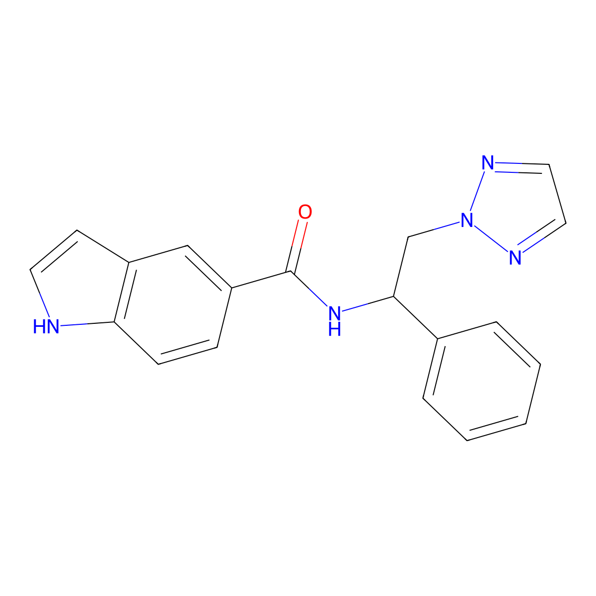 N-(1-phenyl-2-(2H-1,2,3-triazol-2-yl)ethyl)-1H-indole-5-carboxamide molecular structure, CAS 2034560-00-2