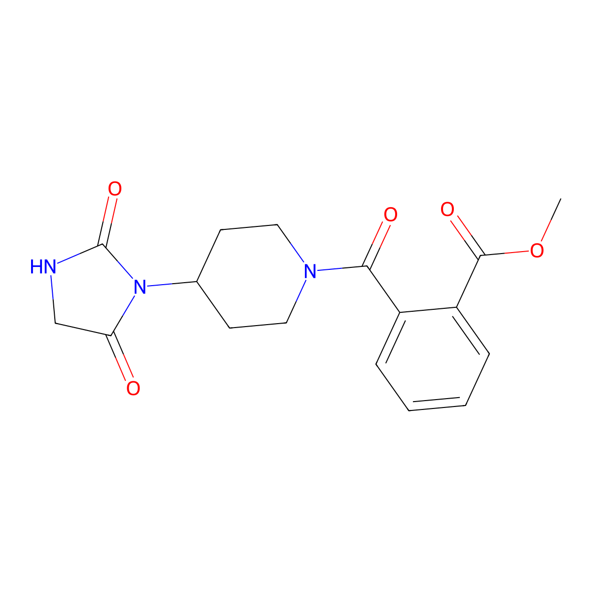 Methyl 2-[4-(2,5-dioxoimidazolidin-1-yl)piperidine-1-carbonyl]benzoate molecular structure, CAS 2034560-11-5