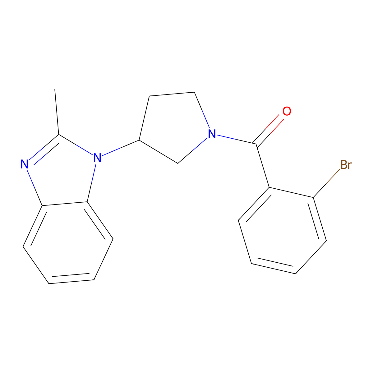 (2-bromophenyl)(3-(2-methyl-1H-benzo[d]imidazol-1-yl)pyrrolidin-1-yl)methanone molecular structure, CAS 2034560-12-6