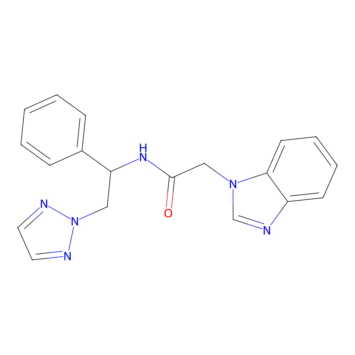 2-(1H-benzo[d]imidazol-1-yl)-N-(1-phenyl-2-(2H-1,2,3-triazol-2-yl)ethyl)acetamide molecular structure, CAS 2034560-14-8