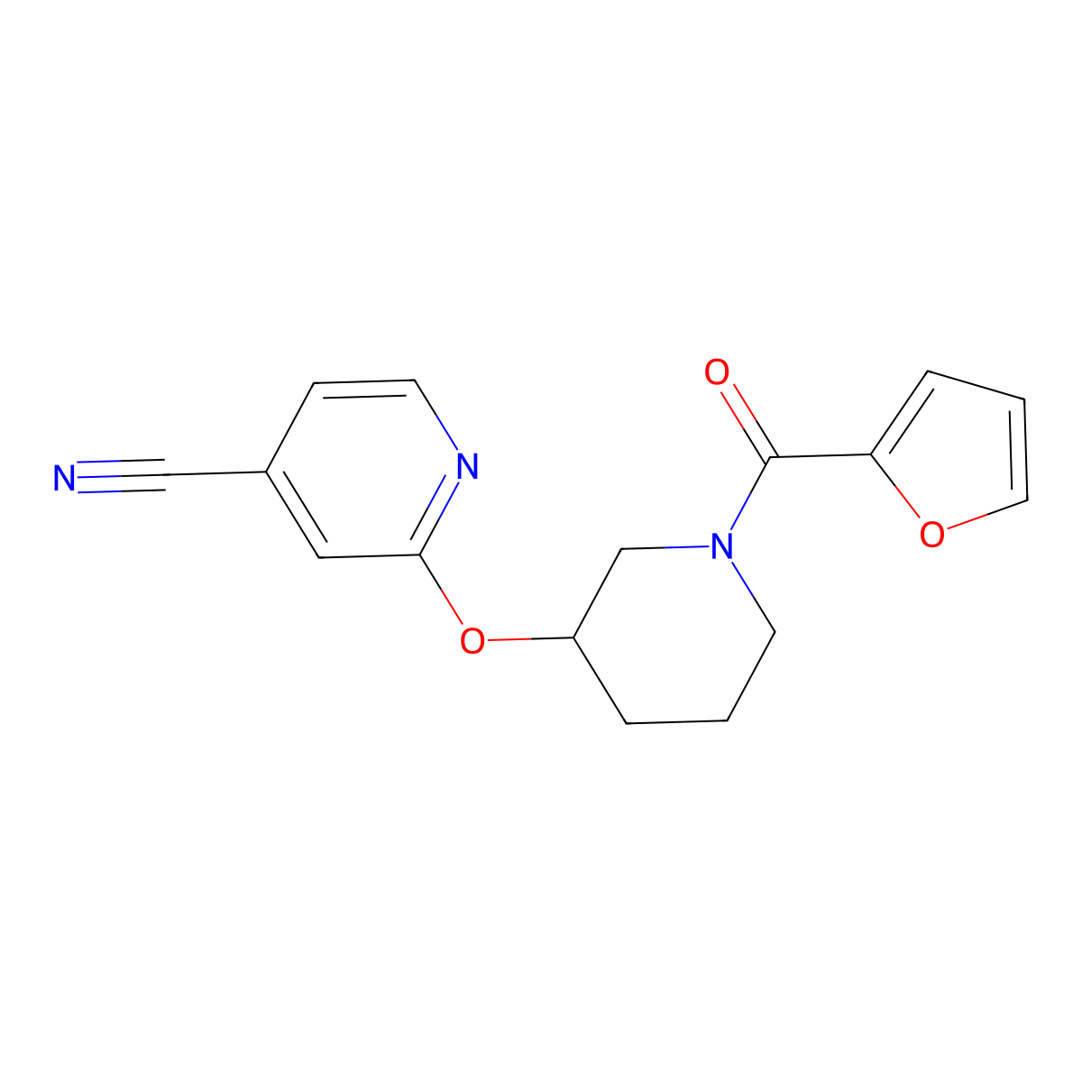 2-((1-(Furan-2-carbonyl)piperidin-3-yl)oxy)isonicotinonitrile molecular structure, CAS 2034560-15-9
