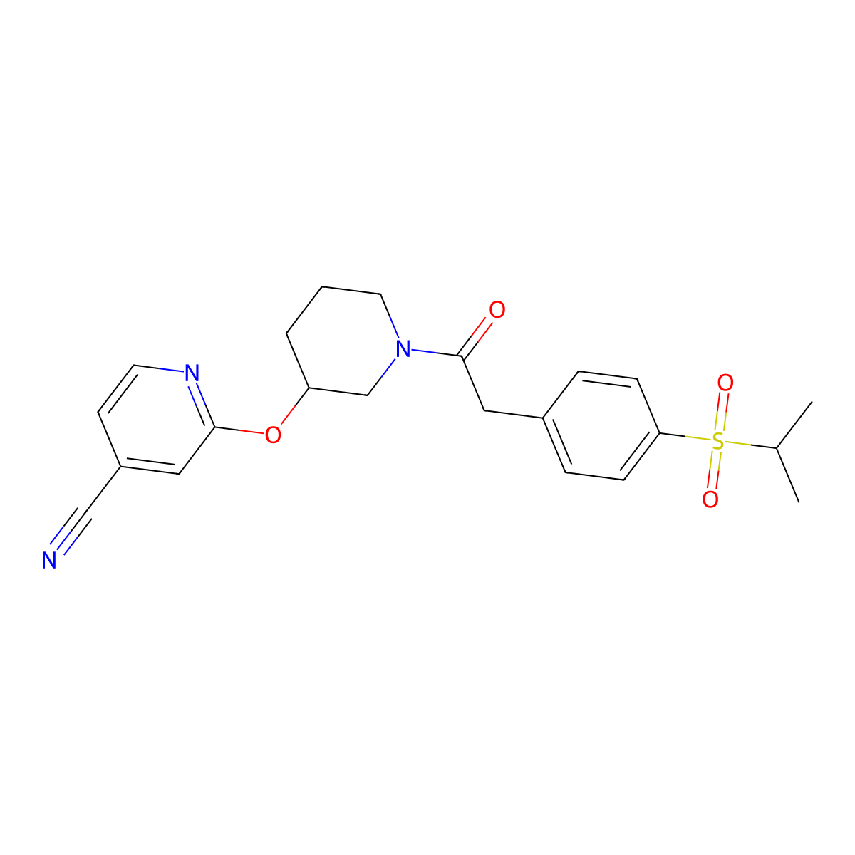 2-((1-(2-(4-(Isopropylsulfonyl)phenyl)acetyl)piperidin-3-yl)oxy)isonicotinonitrile molecular structure, CAS 2034560-21-7