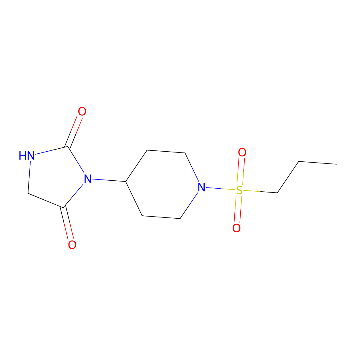 3-(1-(Propylsulfonyl)piperidin-4-yl)imidazolidine-2,4-dione molecular structure, CAS 2034560-28-4