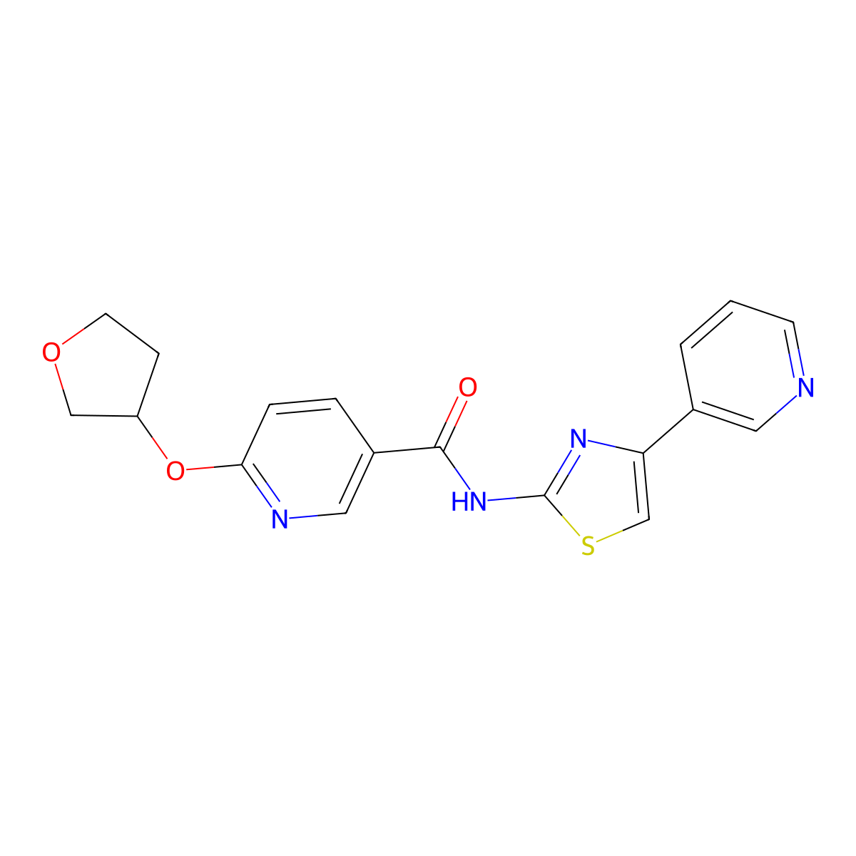 N-(4-(pyridin-3-yl)thiazol-2-yl)-6-((tetrahydrofuran-3-yl)oxy)nicotinamide molecular structure, CAS 2034560-32-0