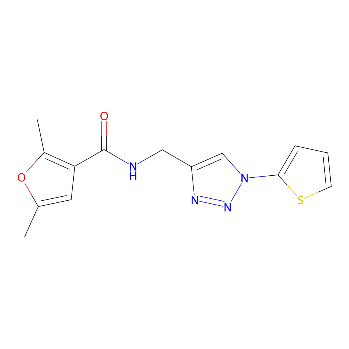 2,5-dimethyl-N-((1-(thiophen-2-yl)-1H-1,2,3-triazol-4-yl)methyl)furan-3-carboxamide molecular structure, CAS 2034560-33-1