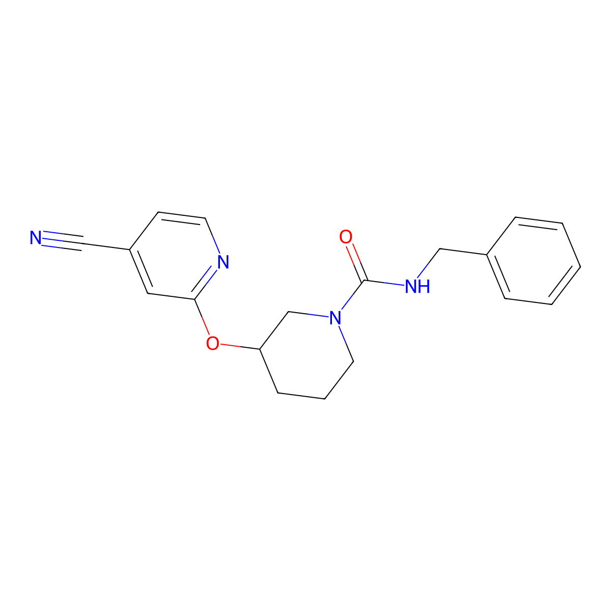 N-benzyl-3-[(4-cyanopyridin-2-yl)oxy]piperidine-1-carboxamide molecular structure, CAS 2034560-35-3