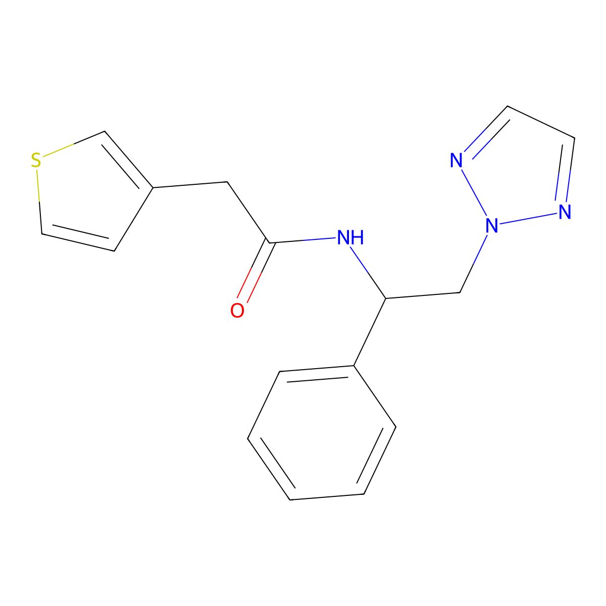 N-[1-phenyl-2-(2H-1,2,3-triazol-2-yl)ethyl]-2-(thiophen-3-yl)acetamide molecular structure, CAS 2034560-39-7