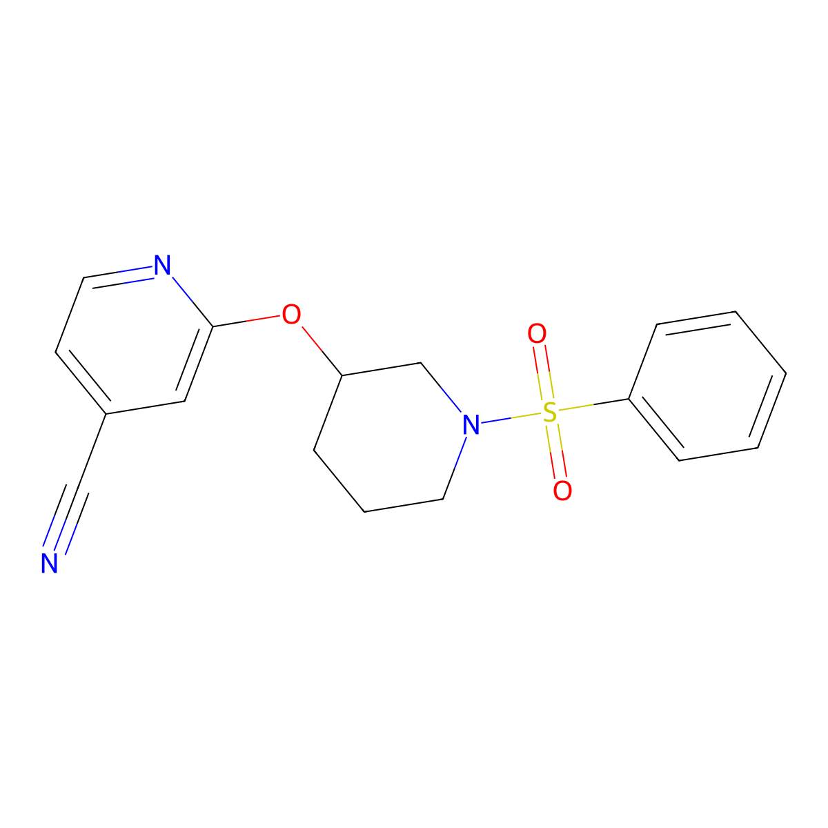 2-((1-(Phenylsulfonyl)piperidin-3-yl)oxy)isonicotinonitrile molecular structure, CAS 2034560-46-6