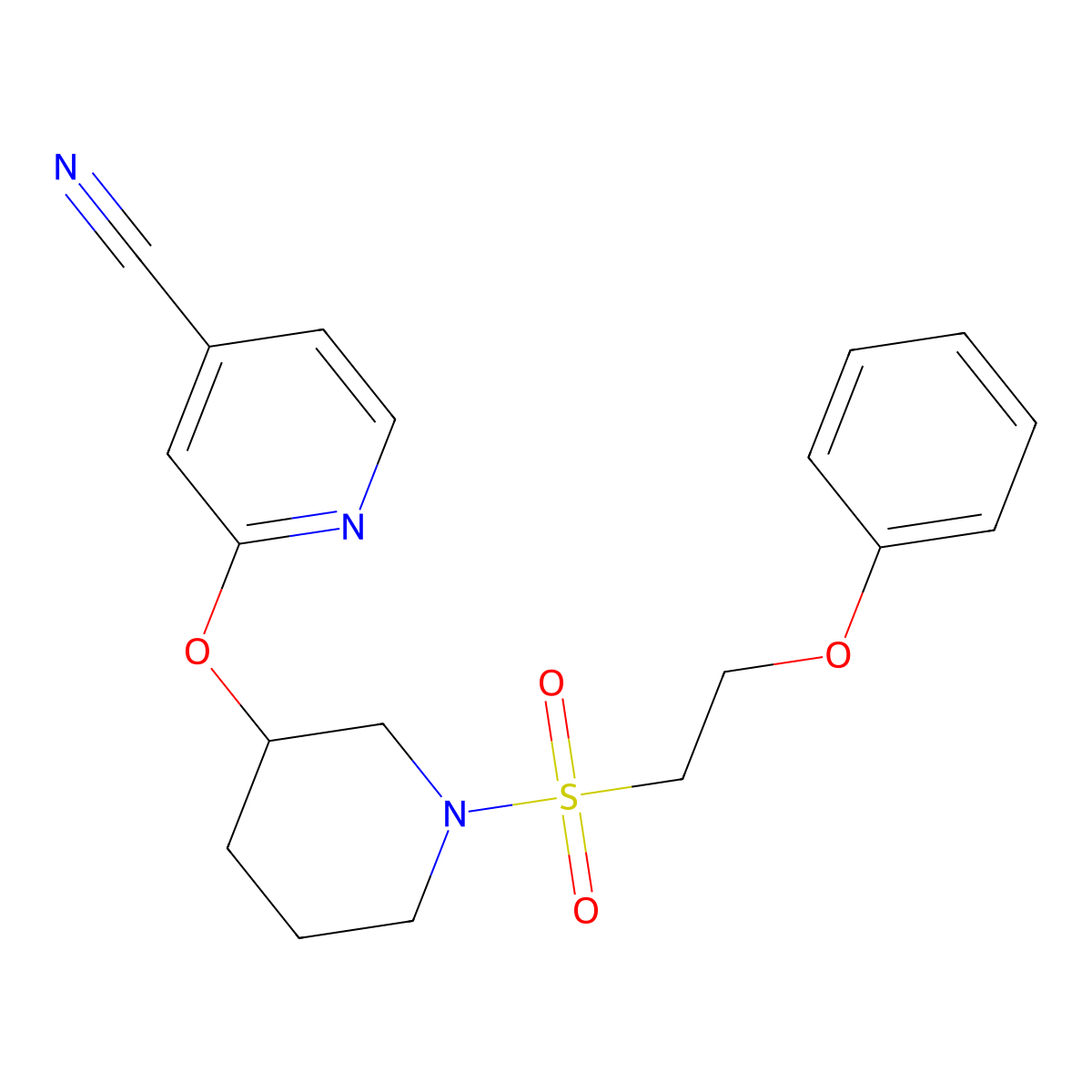 2-((1-((2-Phenoxyethyl)sulfonyl)piperidin-3-yl)oxy)isonicotinonitrile molecular structure, CAS 2034560-49-9