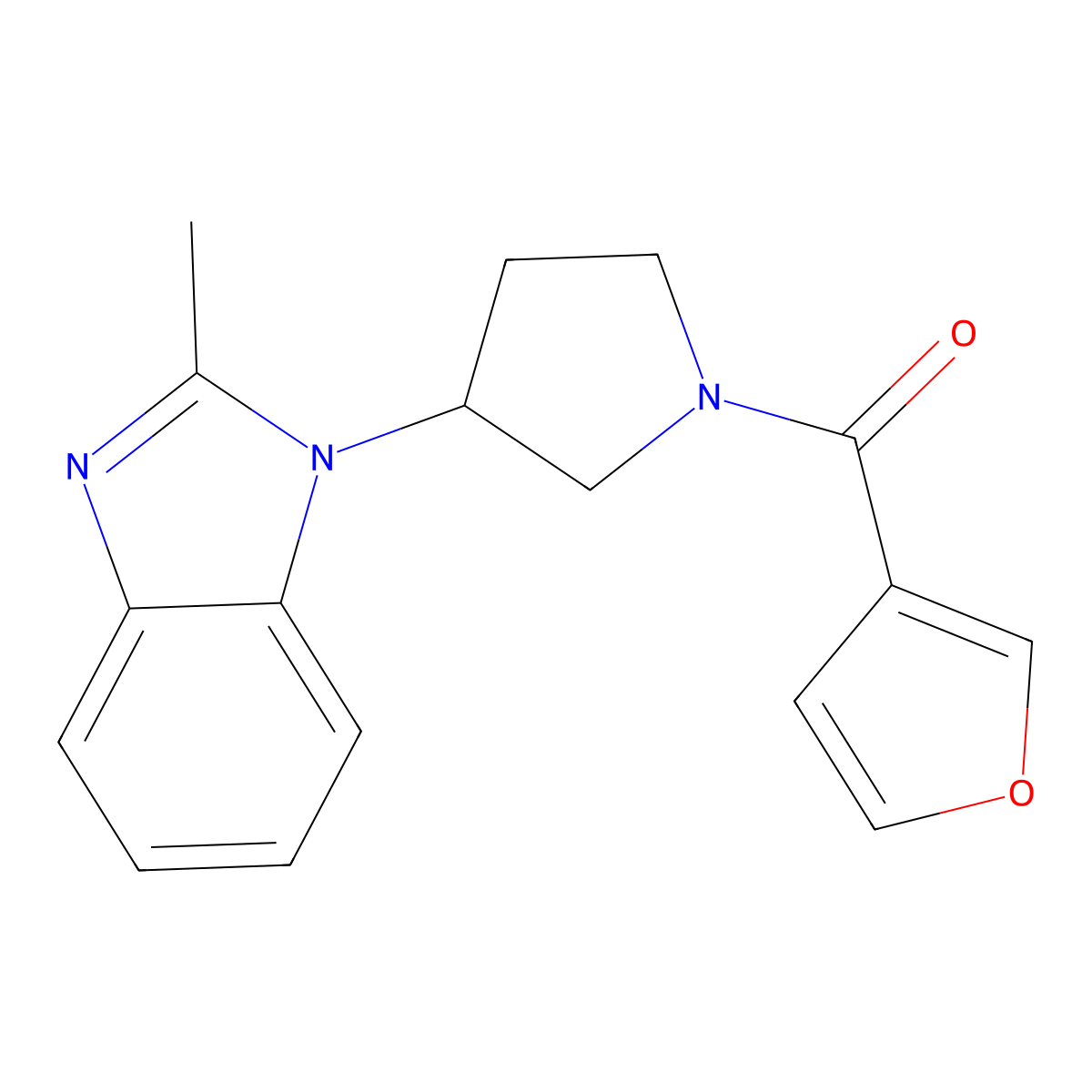 furan-3-yl(3-(2-methyl-1H-benzo[d]imidazol-1-yl)pyrrolidin-1-yl)methanone molecular structure, CAS 2034560-51-3