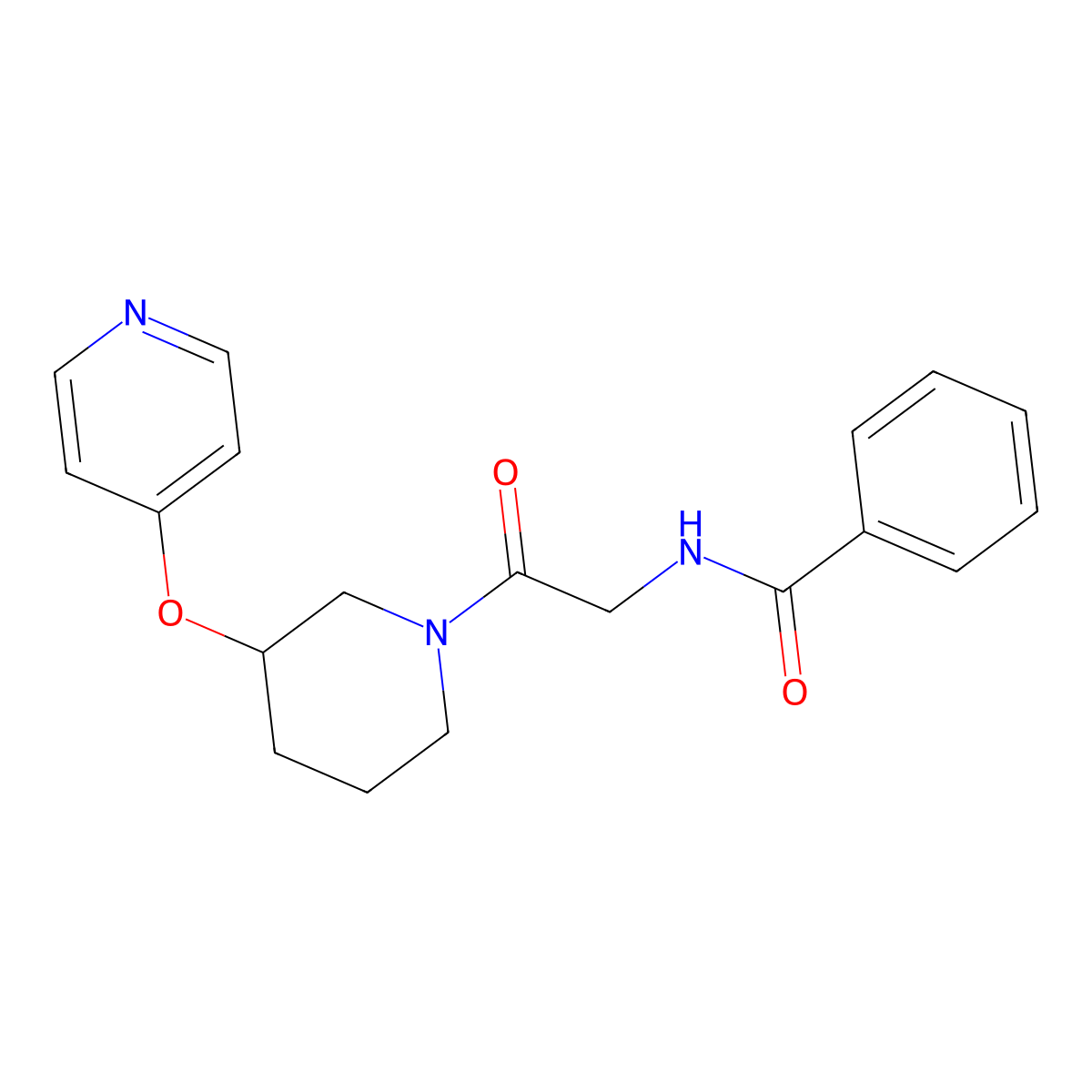 N-{2-oxo-2-[3-(pyridin-4-yloxy)piperidin-1-yl]ethyl}benzamide molecular structure, CAS 2034560-53-5