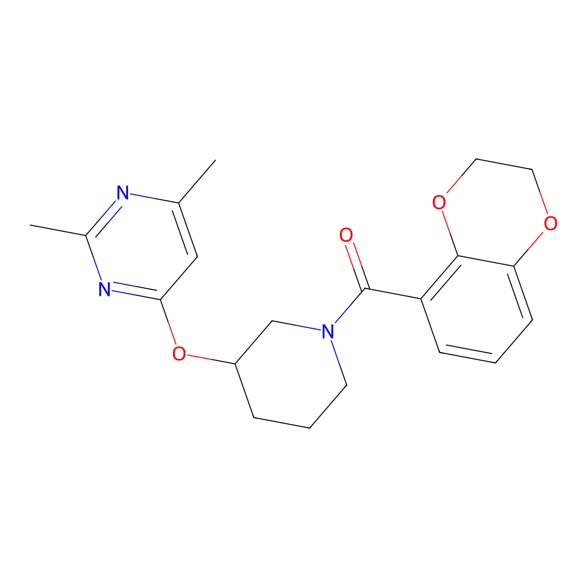 (2,3-Dihydrobenzo[b][1,4]dioxin-5-yl)(3-((2,6-dimethylpyrimidin-4-yl)oxy)piperidin-1-yl)methanone molecular structure, CAS 2034560-60-4