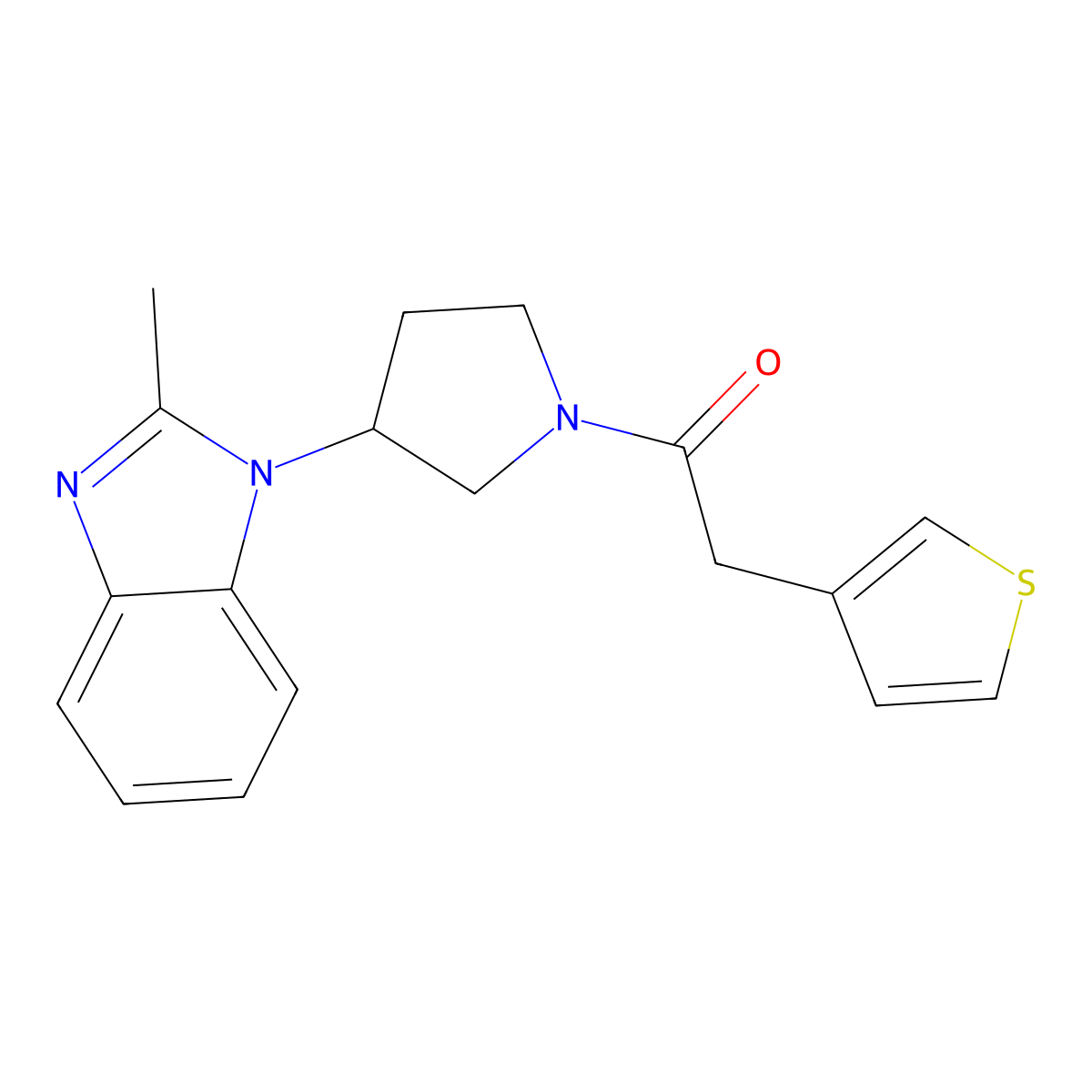 1-(3-(2-methyl-1H-benzo[d]imidazol-1-yl)pyrrolidin-1-yl)-2-(thiophen-3-yl)ethanone molecular structure, CAS 2034560-66-0
