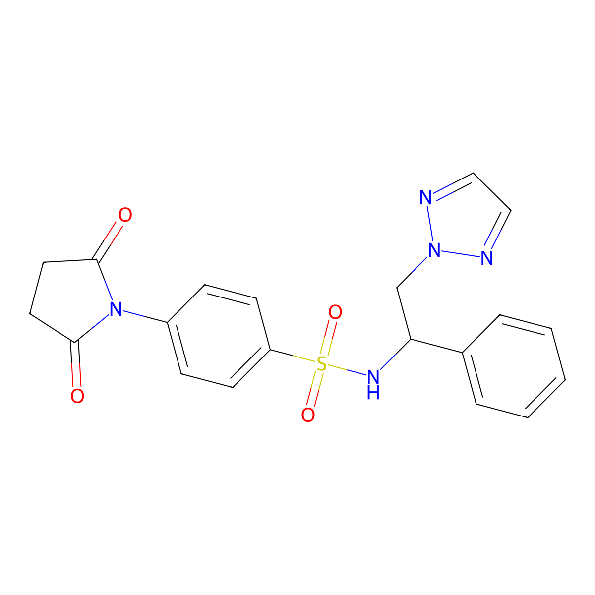 4-(2,5-dioxopyrrolidin-1-yl)-N-(1-phenyl-2-(2H-1,2,3-triazol-2-yl)ethyl)benzenesulfonamide molecular structure, CAS 2034560-67-1