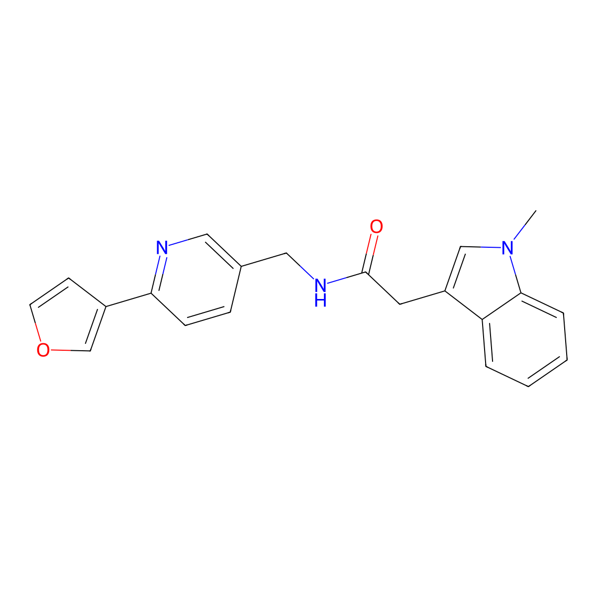N-{[6-(furan-3-yl)pyridin-3-yl]methyl}-2-(1-methyl-1H-indol-3-yl)acetamide molecular structure, CAS 2034560-71-7
