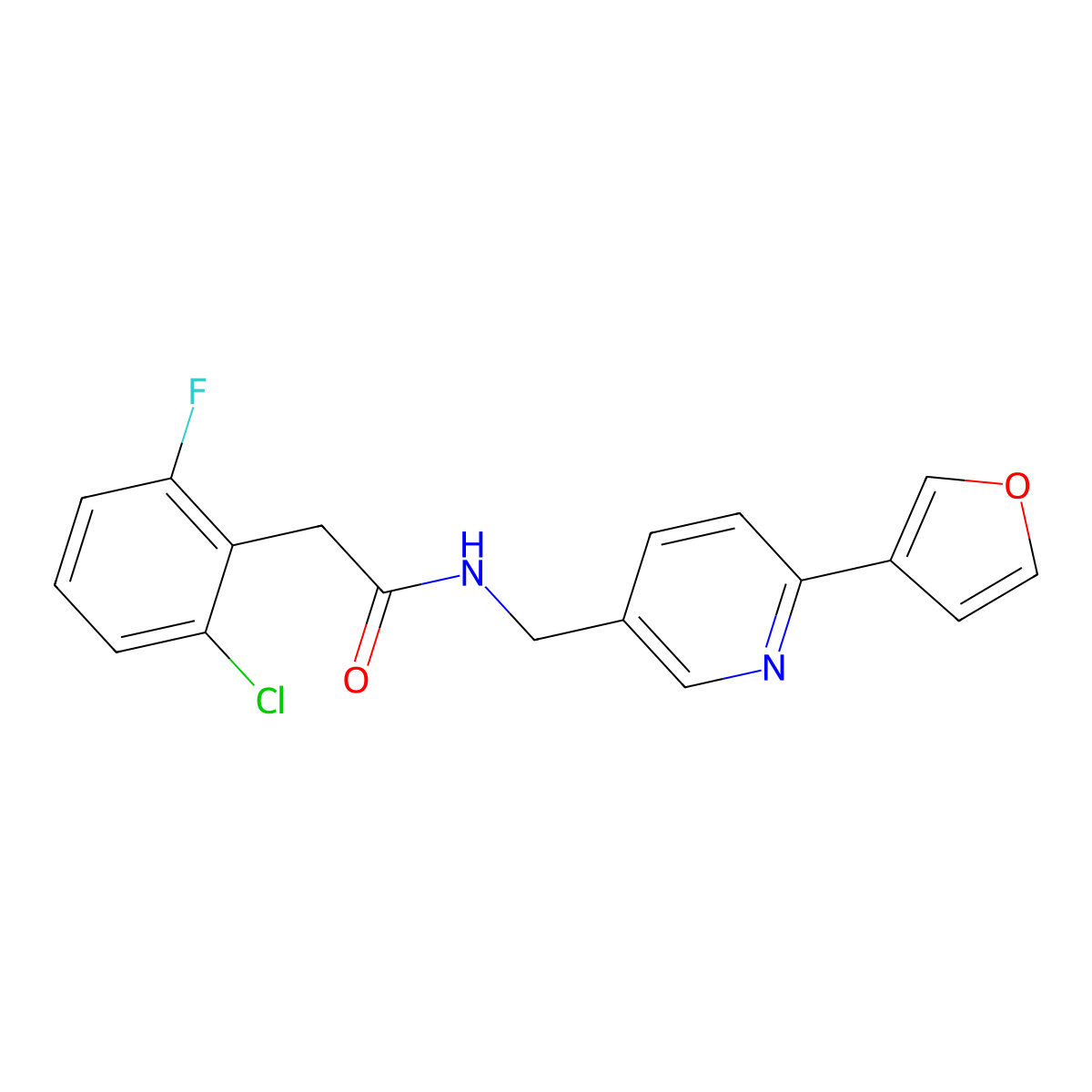 2-(2-chloro-6-fluorophenyl)-N-{[6-(furan-3-yl)pyridin-3-yl]methyl}acetamide molecular structure, CAS 2034560-74-0