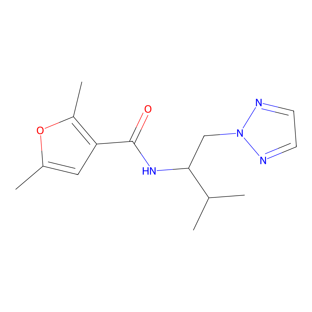 2,5-dimethyl-N-[3-methyl-1-(2H-1,2,3-triazol-2-yl)butan-2-yl]furan-3-carboxamide molecular structure, CAS 2034560-76-2