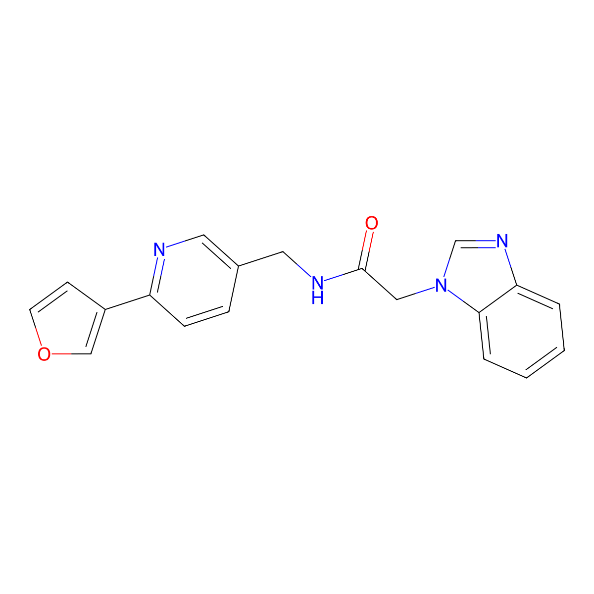 2-(1H-benzo[d]imidazol-1-yl)-N-((6-(furan-3-yl)pyridin-3-yl)methyl)acetamide molecular structure, CAS 2034560-79-5
