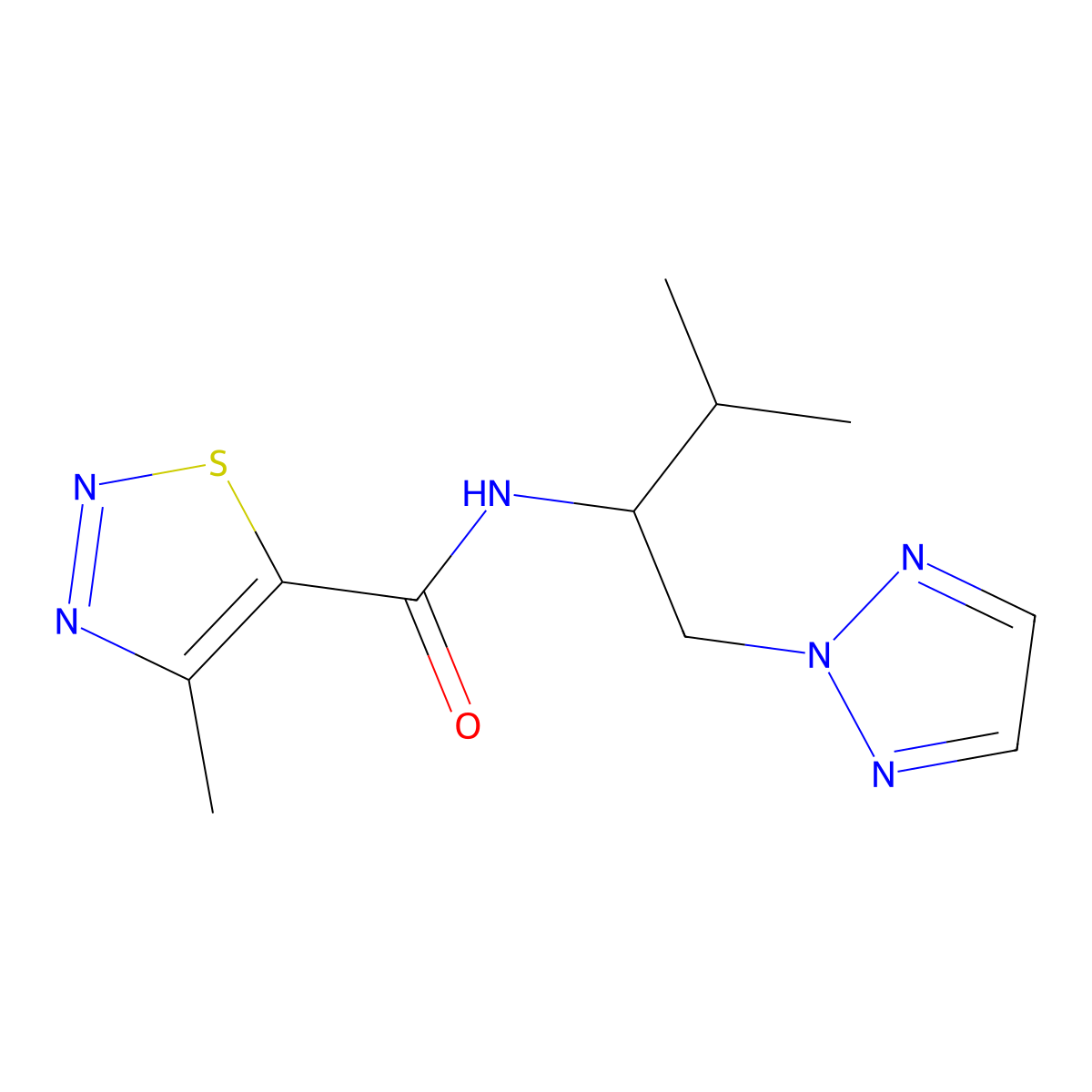 4-methyl-N-[3-methyl-1-(2H-1,2,3-triazol-2-yl)butan-2-yl]-1,2,3-thiadiazole-5-carboxamide molecular structure, CAS 2034560-80-8