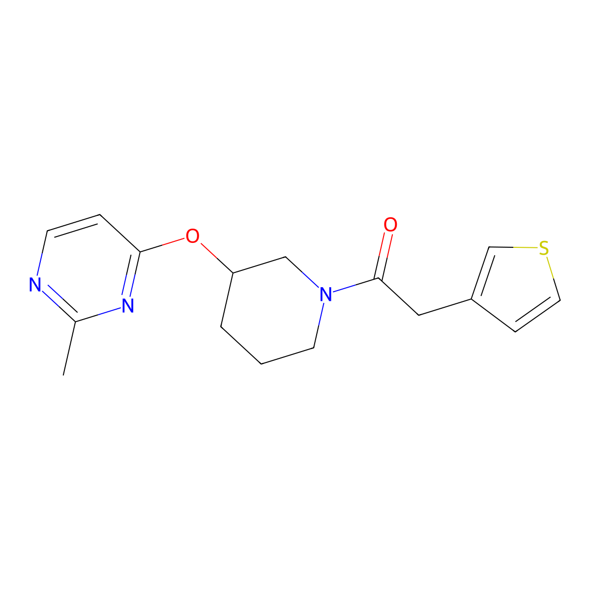 1-(3-((2-Methylpyrimidin-4-yl)oxy)piperidin-1-yl)-2-(thiophen-3-yl)ethanone molecular structure, CAS 2034560-90-0