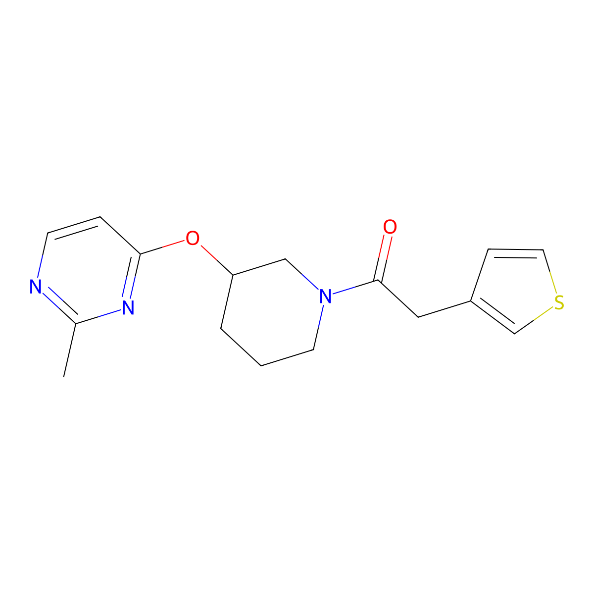1-(3-((2-Methylpyrimidin-4-yl)oxy)piperidin-1-yl)-2-(thiophen-3-yl)ethanone molecular structure, CAS 2034560-90-0