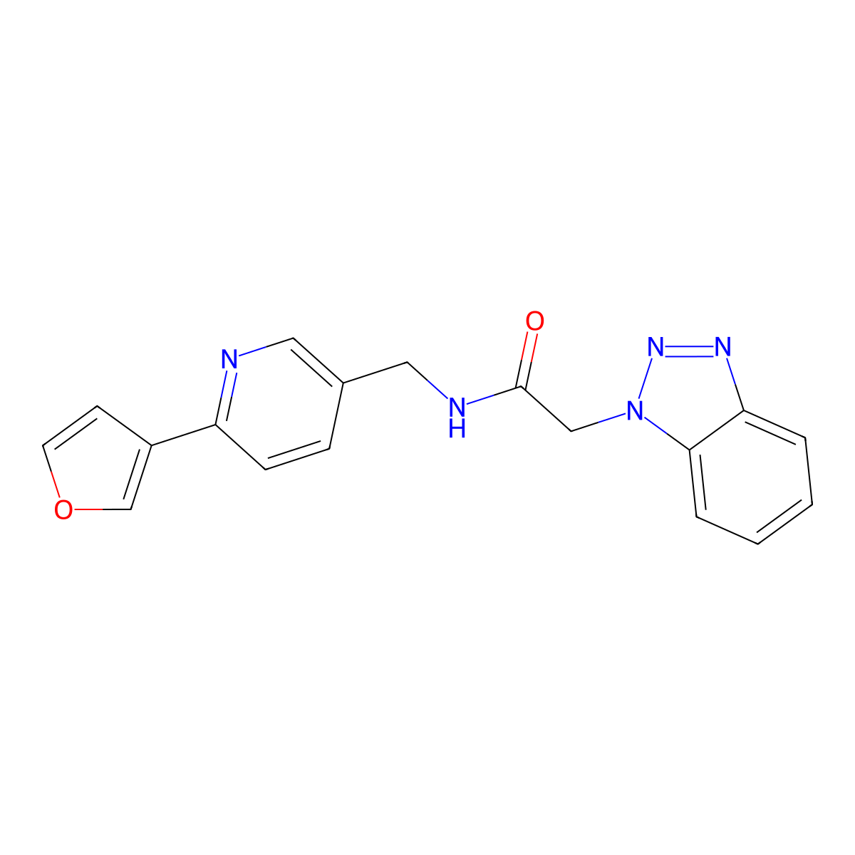 2-(1H-benzo[d][1,2,3]triazol-1-yl)-N-((6-(furan-3-yl)pyridin-3-yl)methyl)acetamide molecular structure, CAS 2034560-93-3