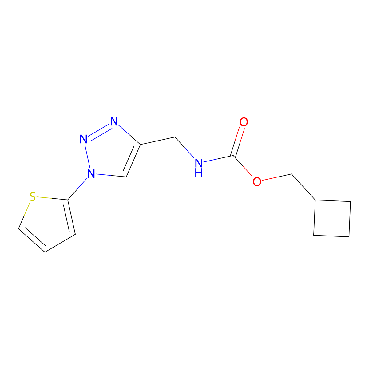 cyclobutylmethyl ((1-(thiophen-2-yl)-1H-1,2,3-triazol-4-yl)methyl)carbamate molecular structure, CAS 2034560-94-4