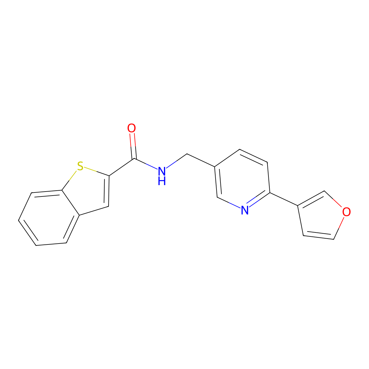 N-((6-(furan-3-yl)pyridin-3-yl)methyl)benzo[b]thiophene-2-carboxamide molecular structure, CAS 2034561-03-8