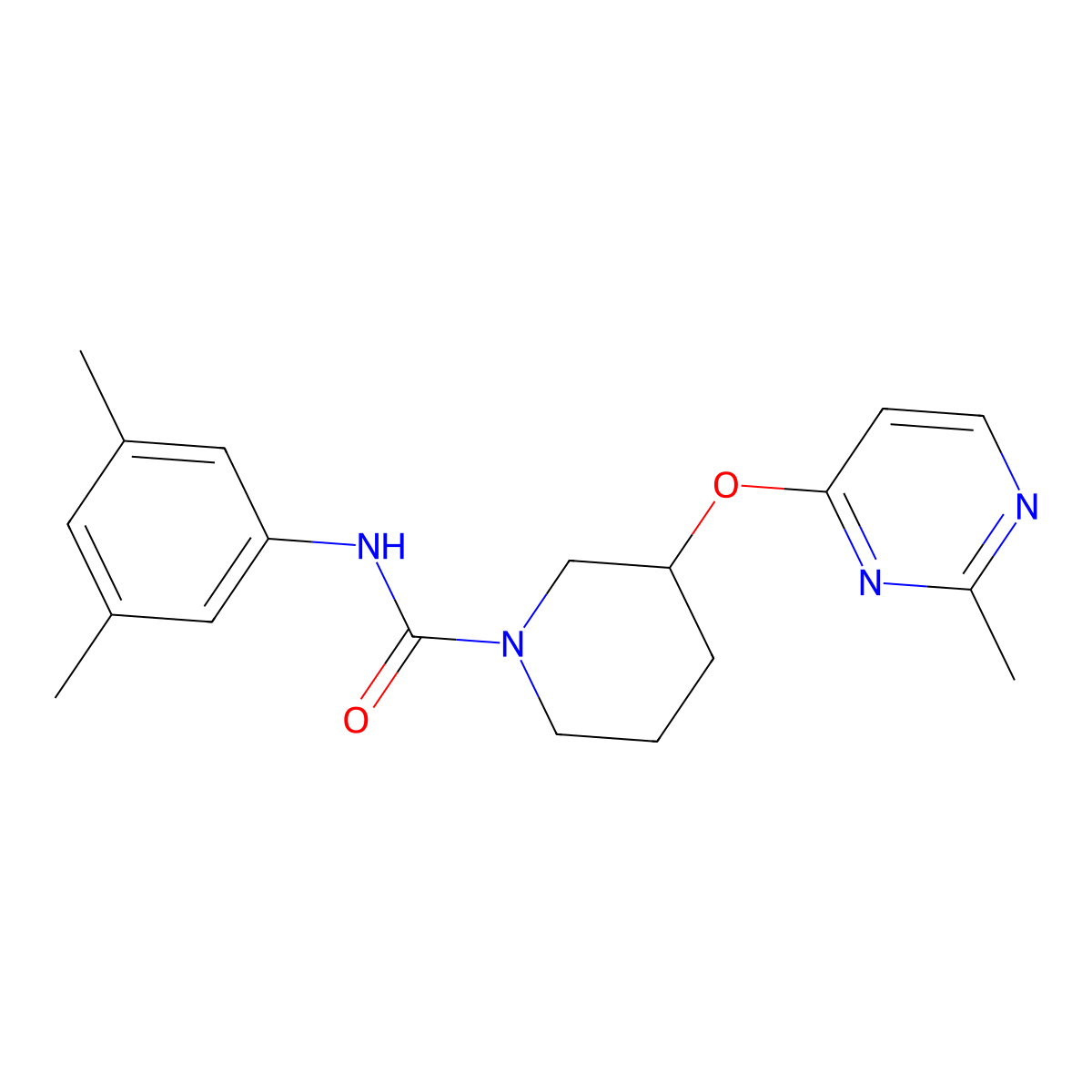 N-(3,5-dimethylphenyl)-3-[(2-methylpyrimidin-4-yl)oxy]piperidine-1-carboxamide molecular structure, CAS 2034561-04-9