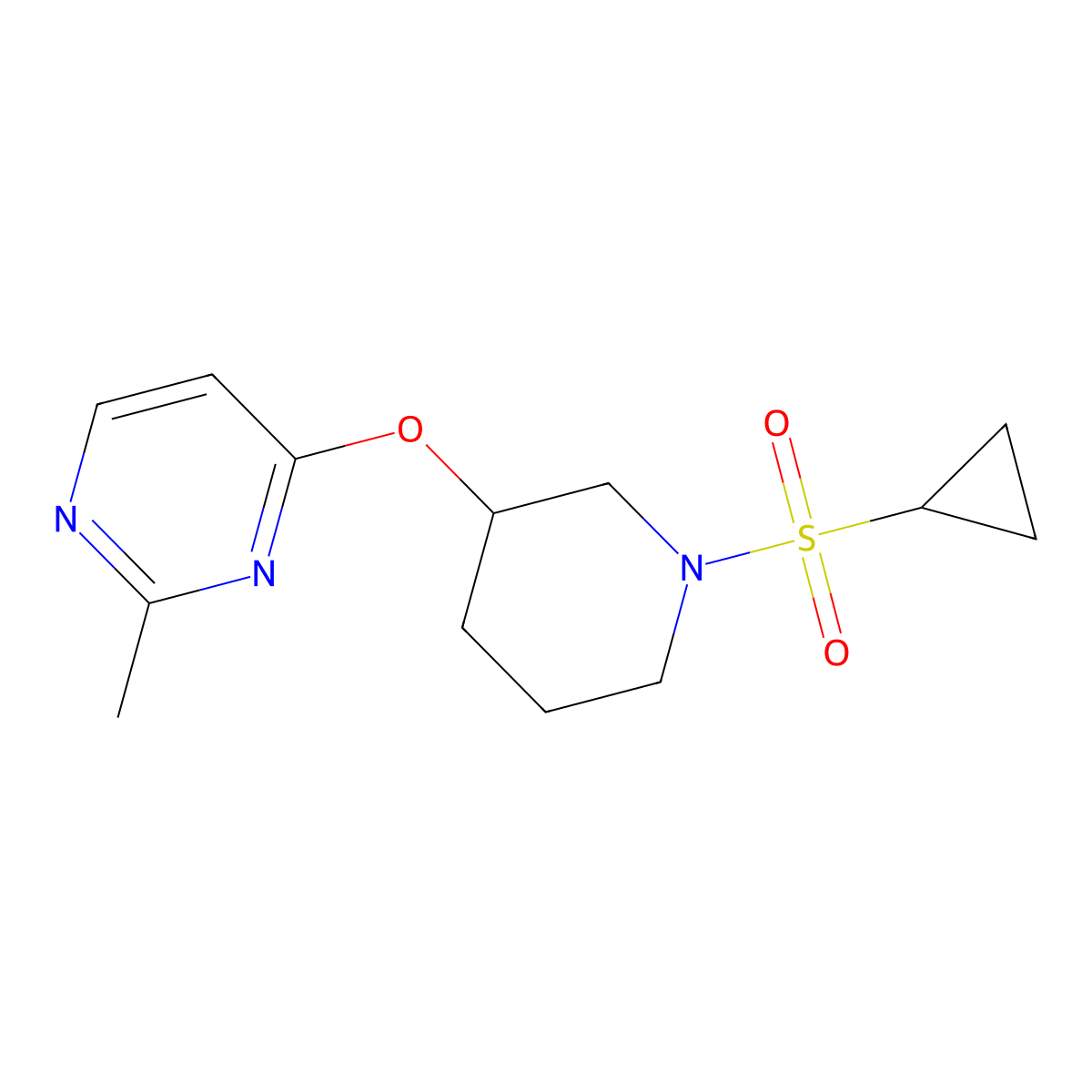 4-((1-(Cyclopropylsulfonyl)piperidin-3-yl)oxy)-2-methylpyrimidine molecular structure, CAS 2034561-14-1