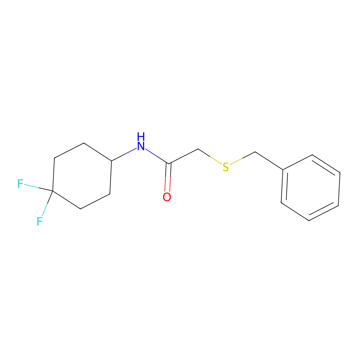 2-(benzylthio)-N-(4,4-difluorocyclohexyl)acetamide molecular structure, CAS 2034561-16-3