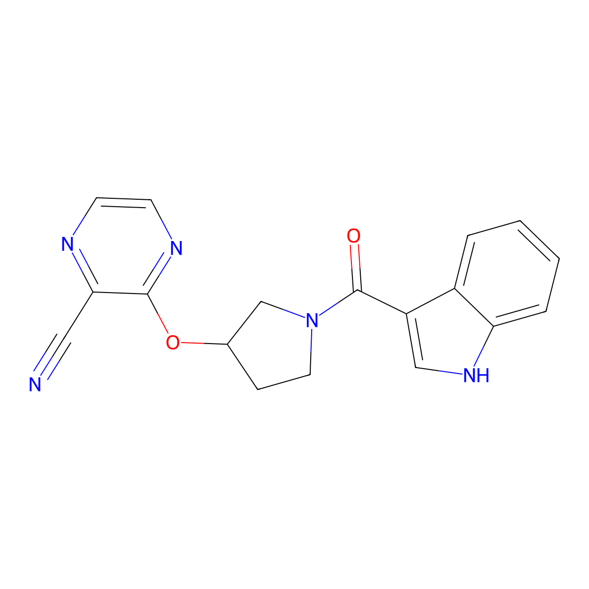 3-{[1-(1H-indole-3-carbonyl)pyrrolidin-3-yl]oxy}pyrazine-2-carbonitrile molecular structure, CAS 2034561-17-4