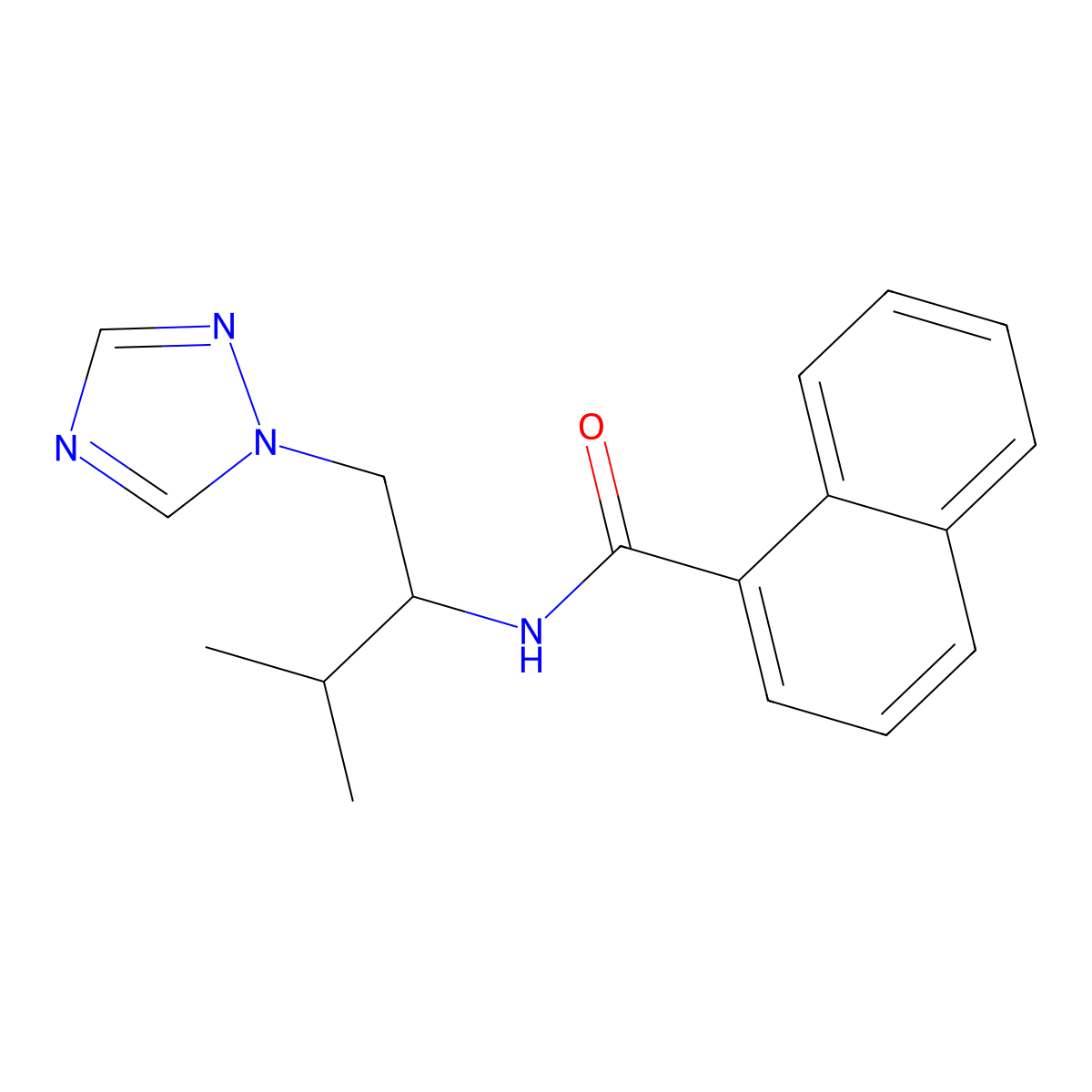 N-(3-methyl-1-(1H-1,2,4-triazol-1-yl)butan-2-yl)-1-naphthamide molecular structure, CAS 2034561-26-5