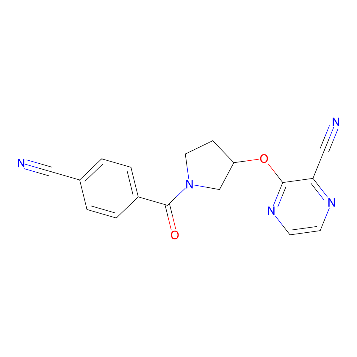 3-{[1-(4-Cyanobenzoyl)pyrrolidin-3-yl]oxy}pyrazine-2-carbonitrile molecular structure, CAS 2034561-27-6