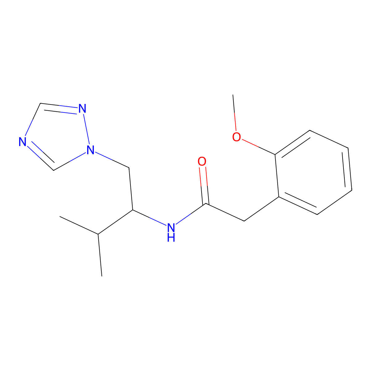 2-(2-methoxyphenyl)-N-[3-methyl-1-(1H-1,2,4-triazol-1-yl)butan-2-yl]acetamide molecular structure, CAS 2034561-32-3