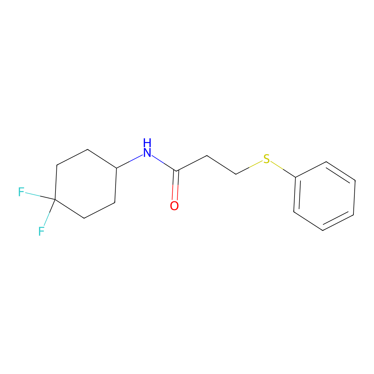 N-(4,4-difluorocyclohexyl)-3-(phenylthio)propanamide molecular structure, CAS 2034561-34-5