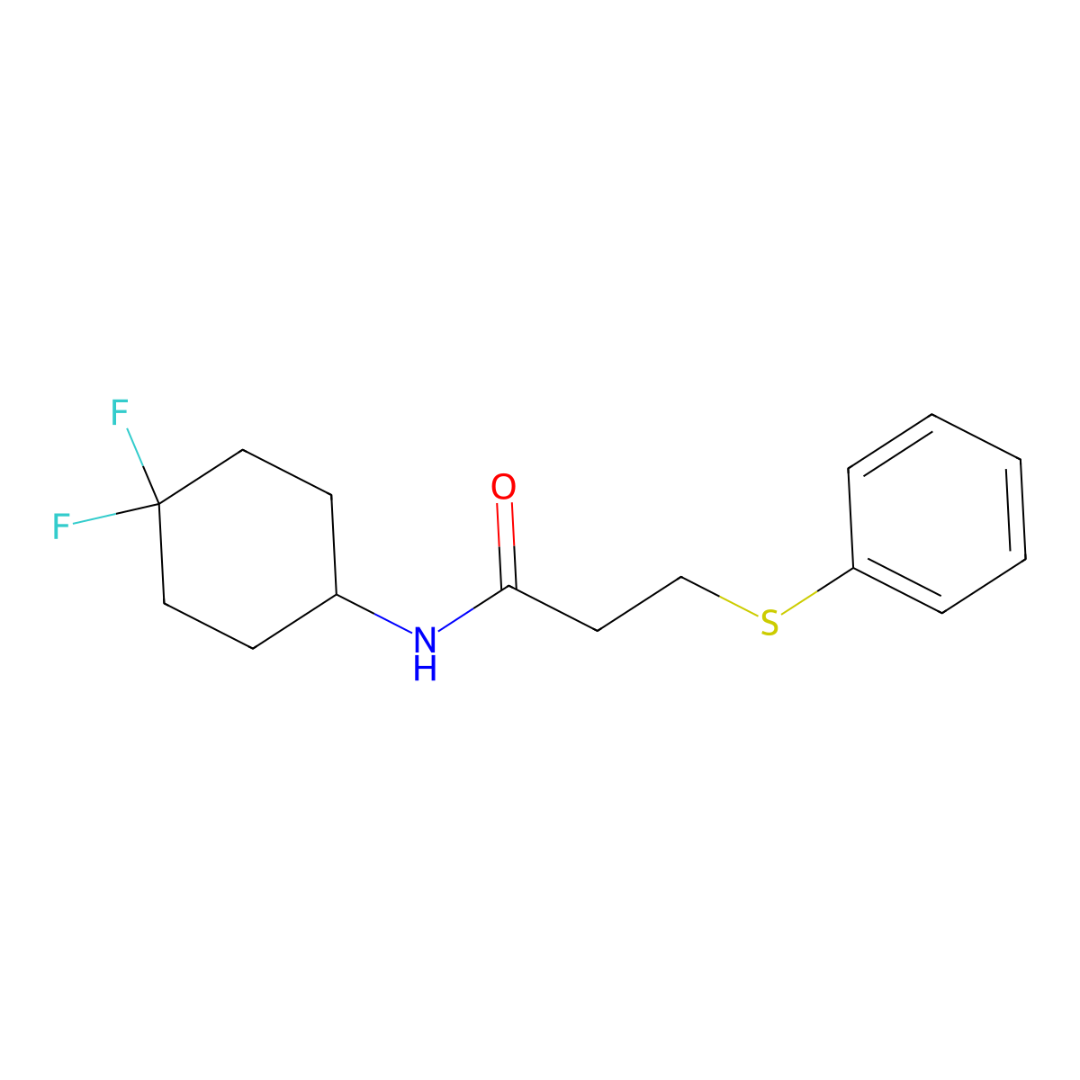 N-(4,4-difluorocyclohexyl)-3-(phenylthio)propanamide molecular structure, CAS 2034561-34-5
