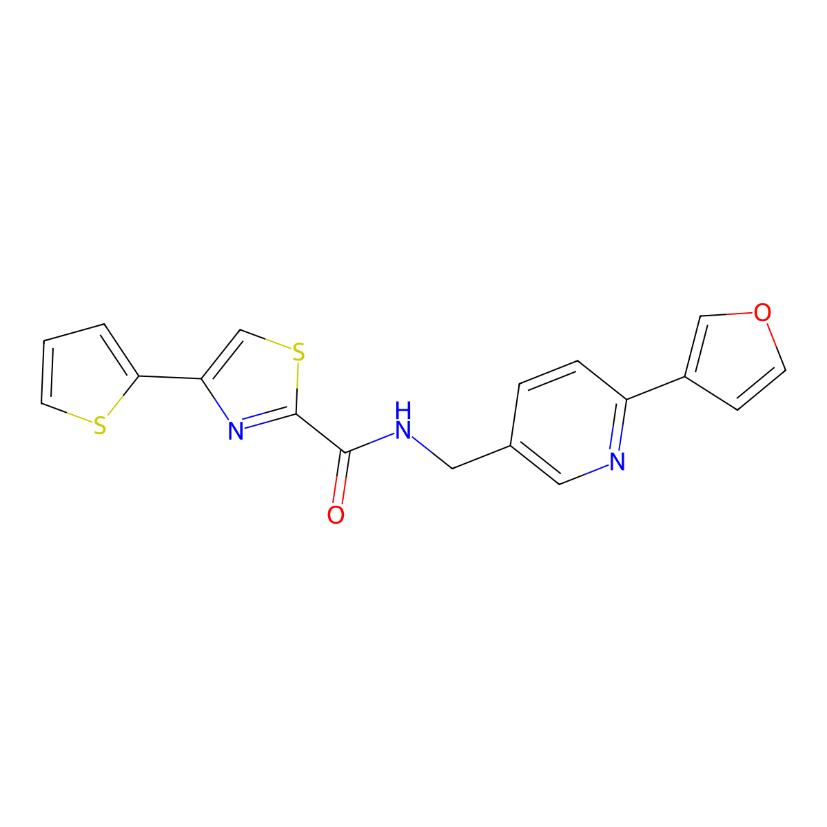 N-((6-(furan-3-yl)pyridin-3-yl)methyl)-4-(thiophen-2-yl)thiazole-2-carboxamide molecular structure, CAS 2034561-42-5