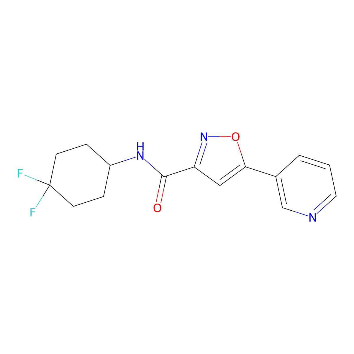N-(4,4-difluorocyclohexyl)-5-(pyridin-3-yl)isoxazole-3-carboxamide molecular structure, CAS 2034561-44-7