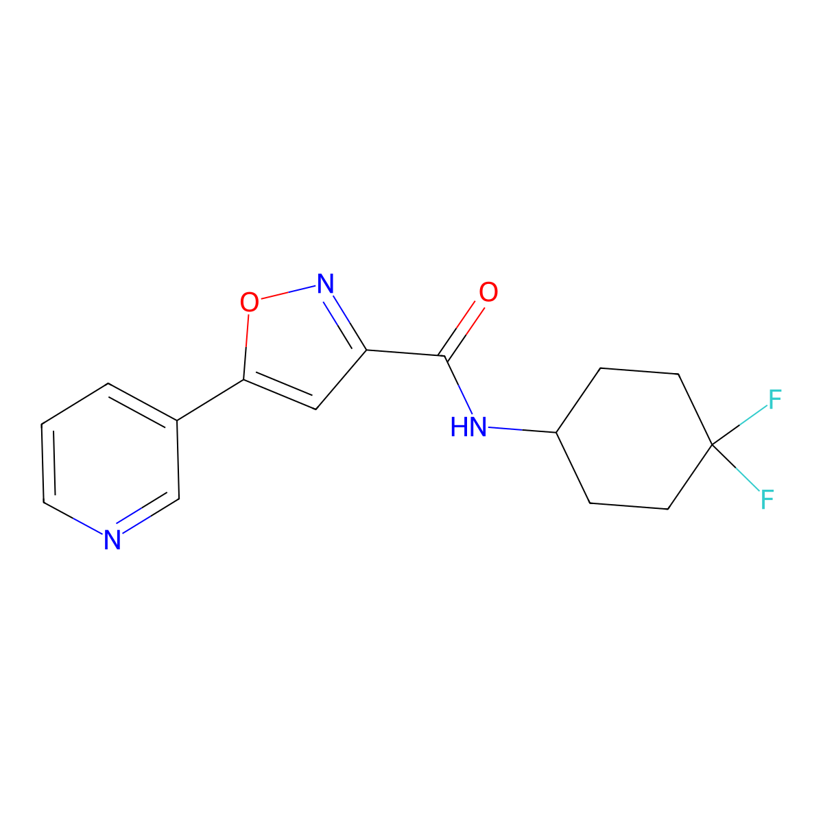 N-(4,4-difluorocyclohexyl)-5-(pyridin-3-yl)isoxazole-3-carboxamide molecular structure, CAS 2034561-44-7