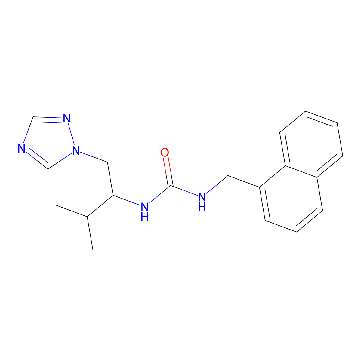 3-[3-methyl-1-(1H-1,2,4-triazol-1-yl)butan-2-yl]-1-[(naphthalen-1-yl)methyl]urea molecular structure, CAS 2034561-52-7